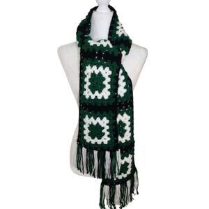 Handmade Crocheted Granny Square Scarf, OS Long